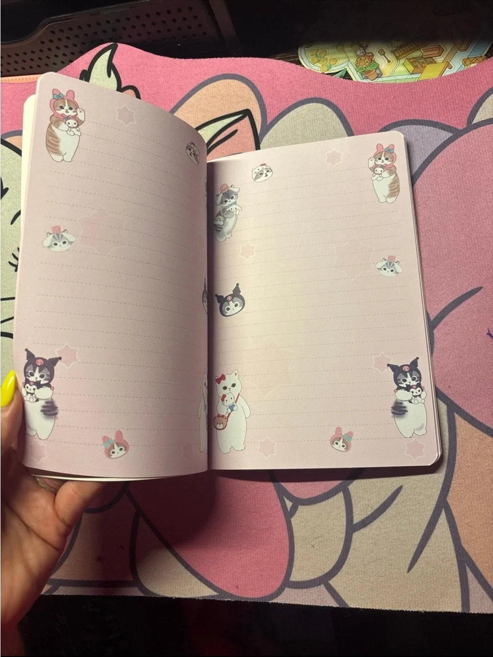 Pink Cute Cat soft Notebook with Cartoon Design